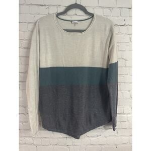 Smartwool Shadow Pine Merino Wool Colorblock Sweater Green Gray large 43” Chest